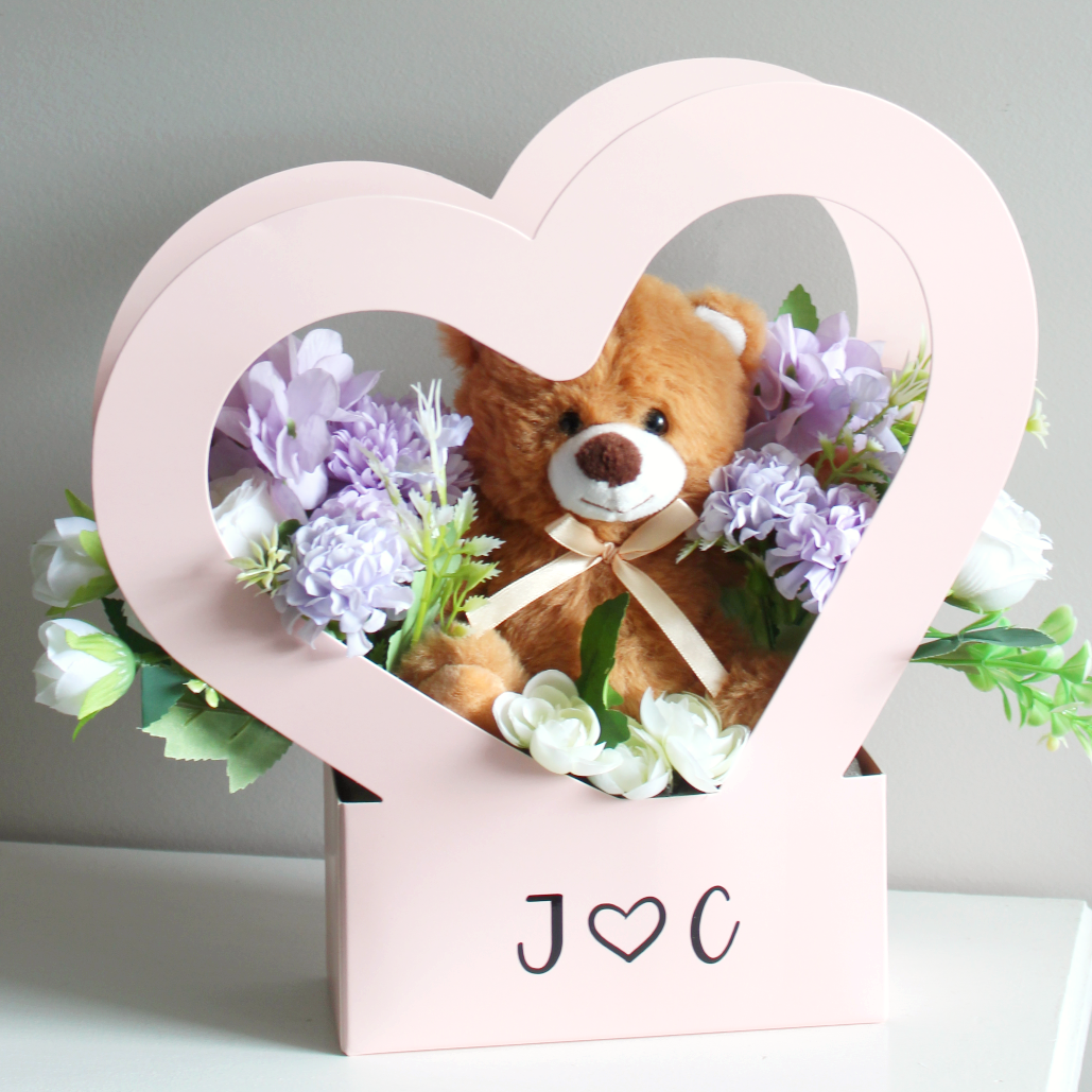 Beary in Love Flower Box bear bouquet everlasting flower rose bear display valentines day gift ideas anniversary gifts