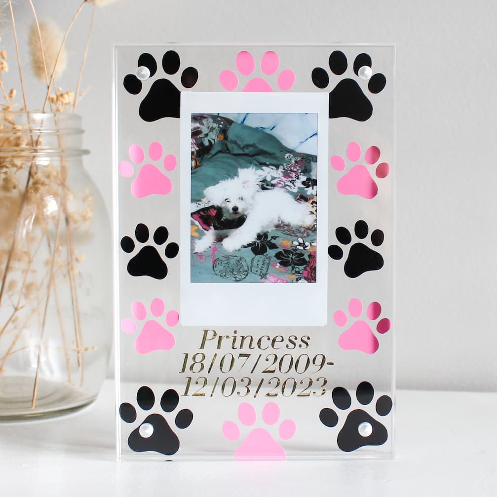 Personalised Paw Print Polaroid Frame polaroid frame gift ideas for dog lovers dog frame memorial dog frame, gift ideas for furry friends polaroid frame gift