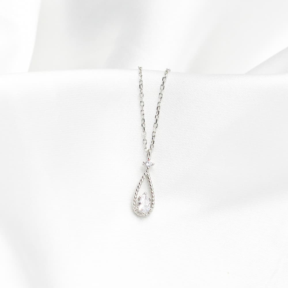 Tiny Teardrop Necklace - Minimalist Jewelry - Cubic Zirconia Tear Drop Charm - 925 Sterling Silver Necklace - Simple Everyday Jewelry gold waterdrop necklace
