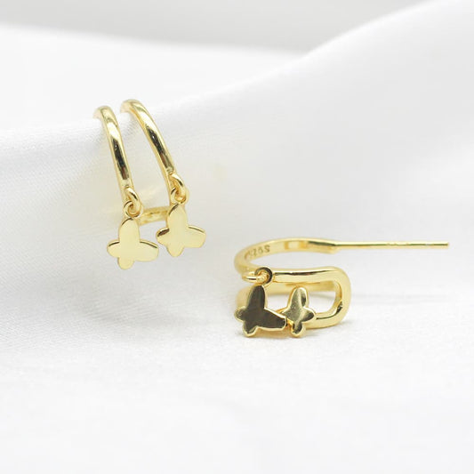 gold faux double piercing earrings faux double hoop earring
