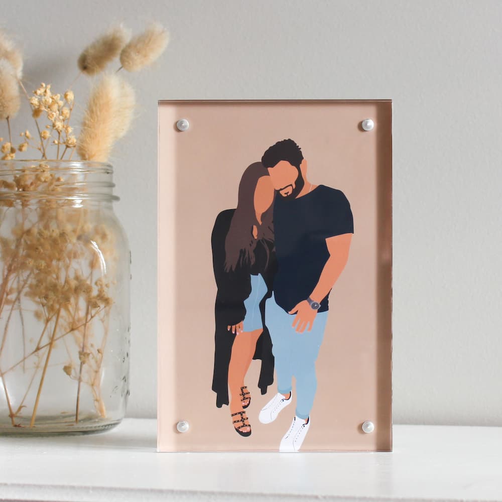 personalised digital illustration frame couple portrait illustration personalised digital drawing frame