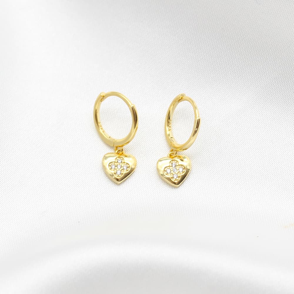 dainty love heart earring huggies sterling silver 18k gold plated earrings