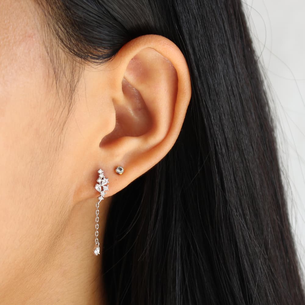 elegant silver diamond earrings bridal earrings silver simple waterfall earrings