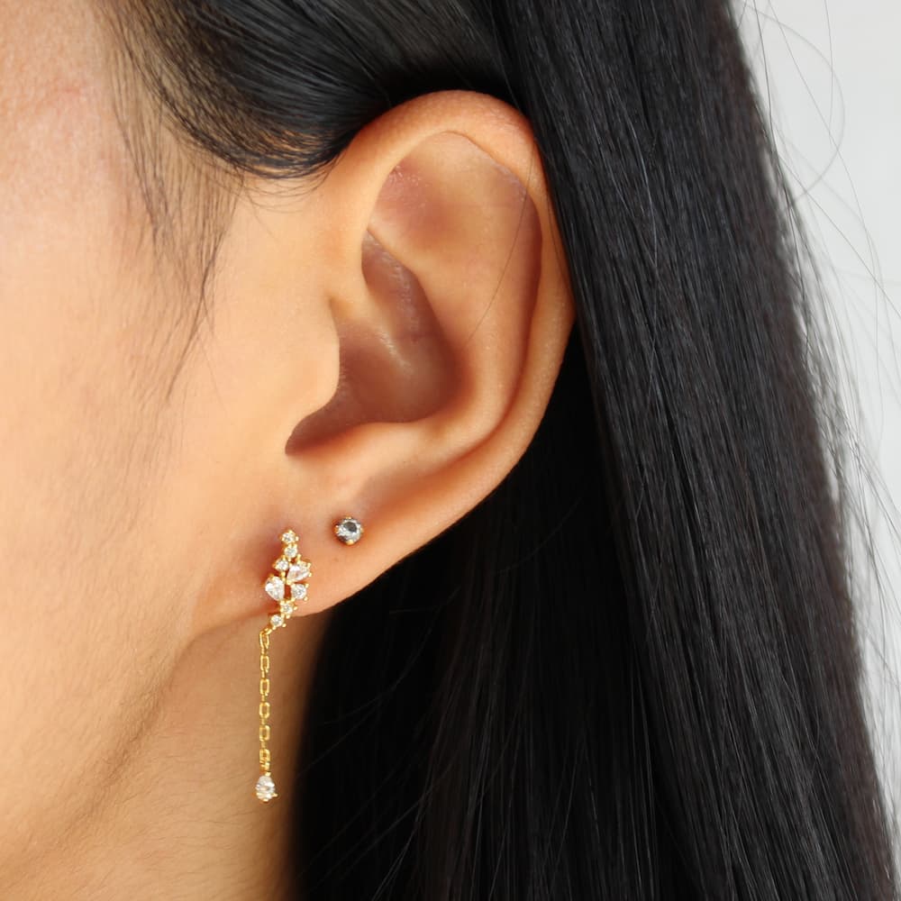 elegant waterfall earring gold cubic zicronia sterling silver stud drop earring