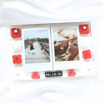 customised wedding frame proposal frame wedding keepsake ideas sentimental wedding presents wedding frame personalised double polaroid floral frame pressed flowers wedding frame proposal gift ideas proposal keepsake sentimental presents