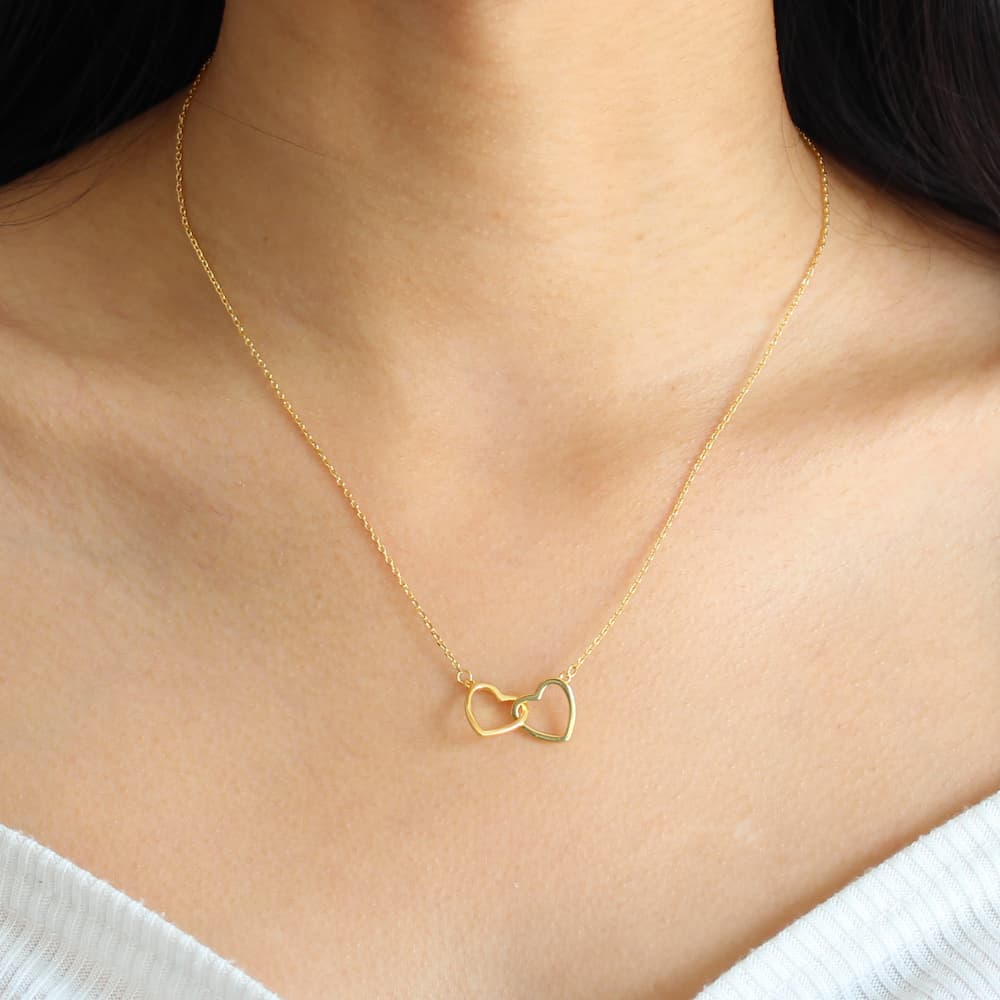 intertwining hearts necklace gold heart necklace love heart necklace