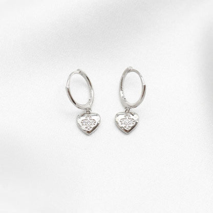 love heart hoops earrings sterling silver heart huggies