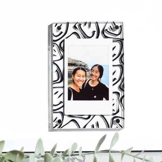 mini personalised distorted smiley face polaroid frame