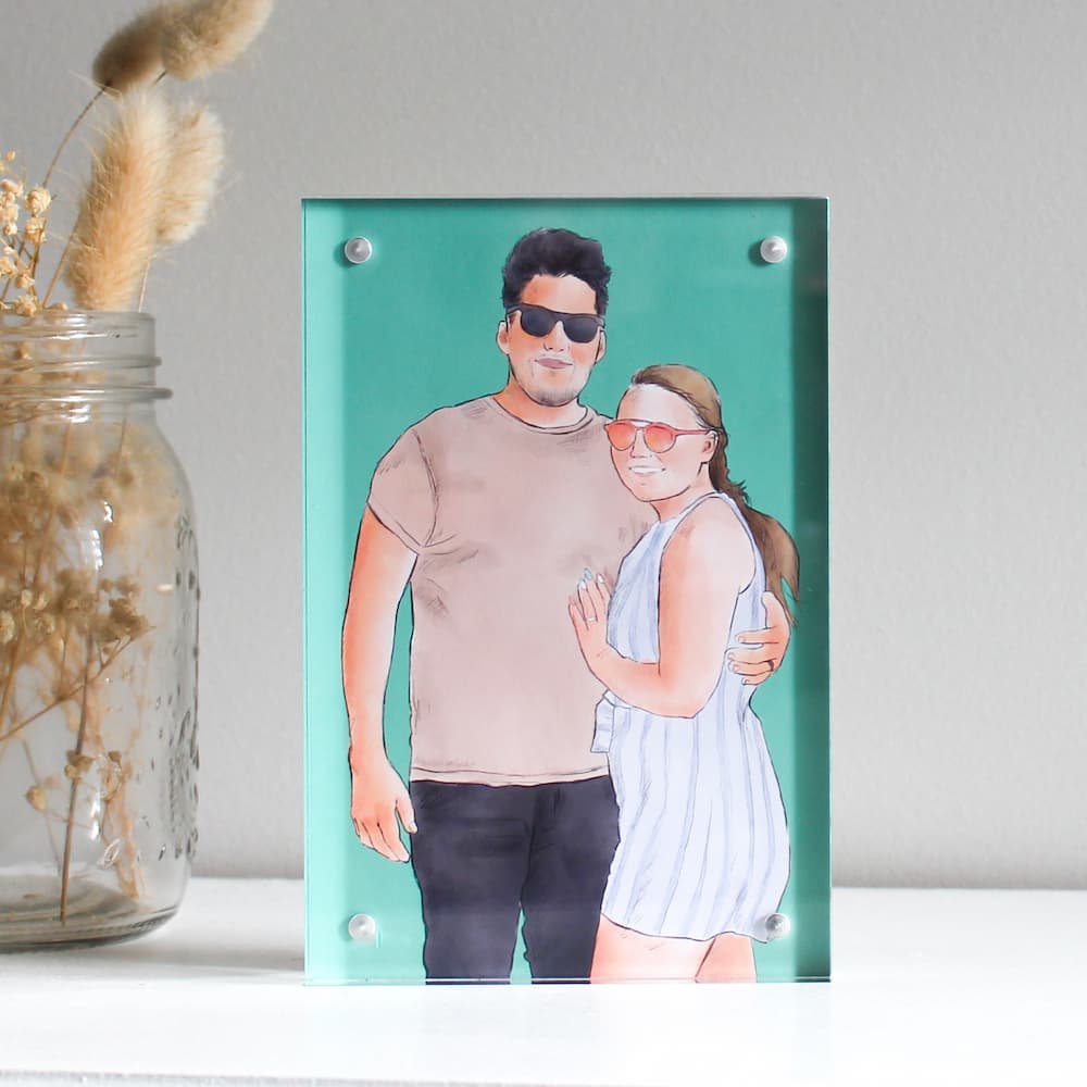 personalised double sided photo frame digital illustration frame digital portrait frame freestanding double sided photo frame digital couple illustration