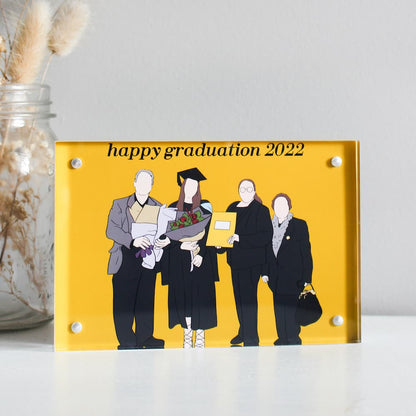 personalised digital illustration frame graduation frame graduation gift ideas.jpg personalised frame digital family portrait drawing family digital illustration double sided photo frame acrylic block photo frame