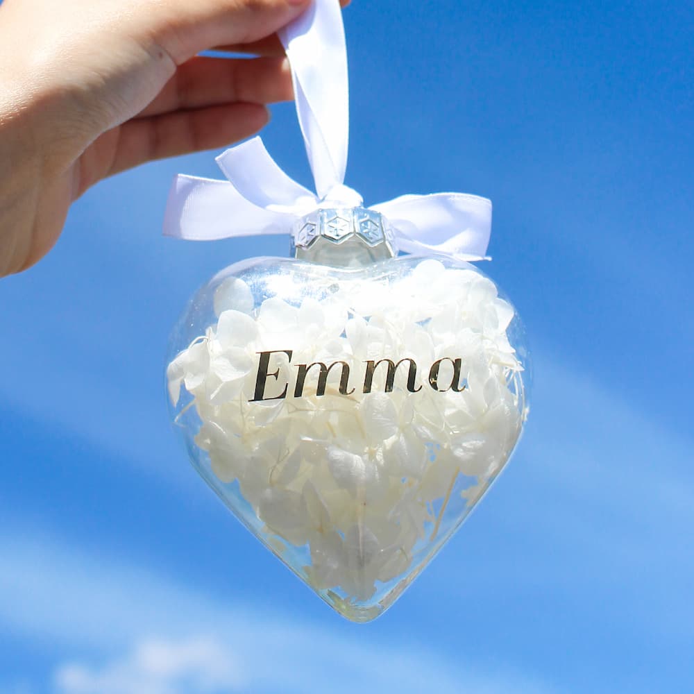 personalised flower heart bauble personalised bauble personalised christmas bauble personalised heart shaped bauble floral bauble everlasting bauble christmas baubles gift ideas for christmas