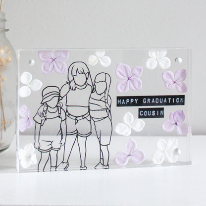 personalised flower line art frame graduation gift graduation frames personalised line art frame sentimental gift ideas for girlfriend gift ideas for her personalised frame pressed flower line art frame
