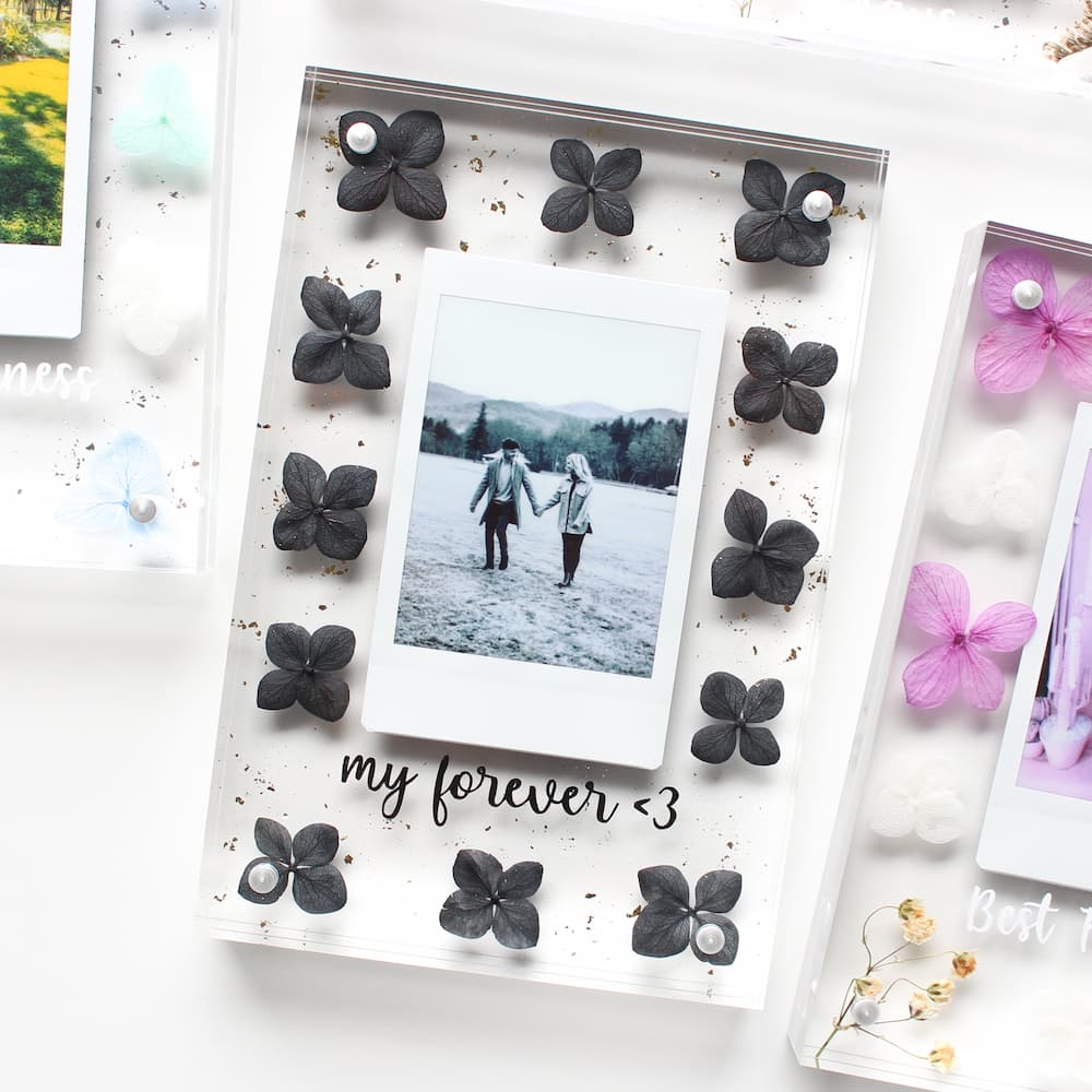 personalised flower polaroid frame clear flower frame