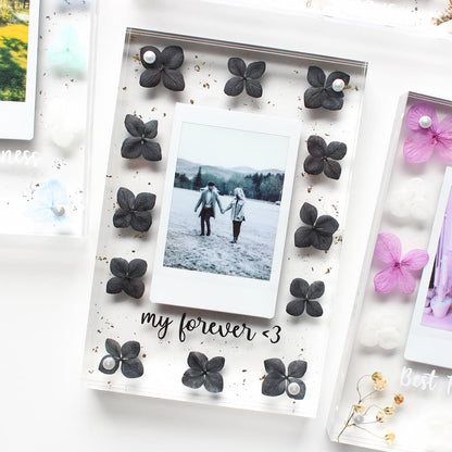 personalised flower polaroid frame clear flower frame