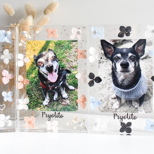 personalised photo flower frame pet frame dog frame personalised photo frame acrylic block frame with flowers