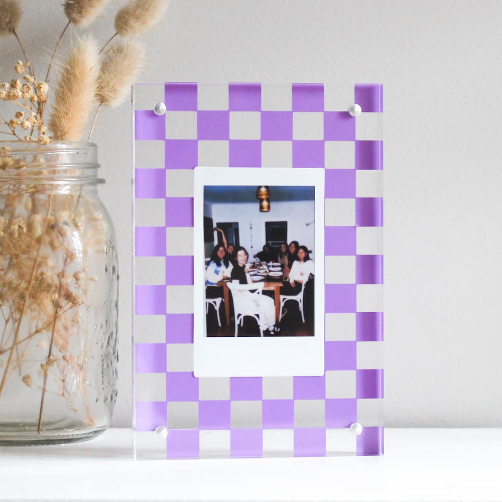 personalised polaroid checkered frame acrylic polaroid frame block acrylic frame checkers personalised decal frame