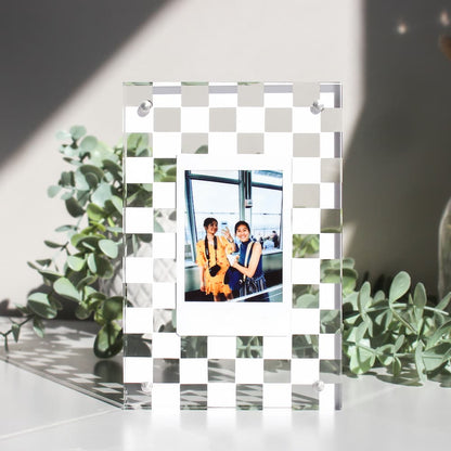 personalised polaroid checkered frame acrylic polaroid frame block personalised decal frame