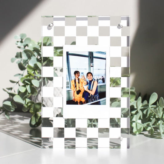 personalised polaroid checkered frame acrylic polaroid frame block personalised decal frame