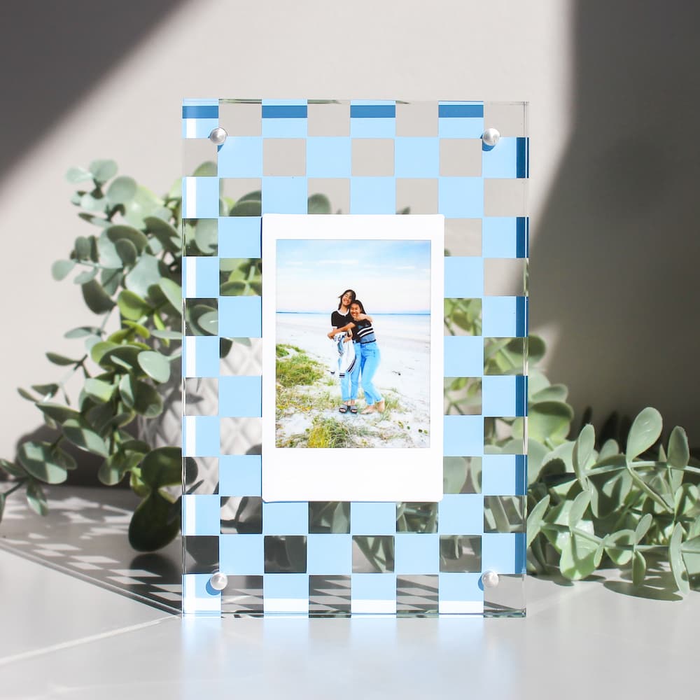 personalised polaroid checkered frame chequered frame photo frame personalised decal frame