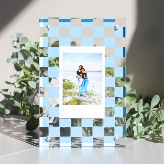 personalised polaroid checkered frame chequered frame photo frame personalised decal frame