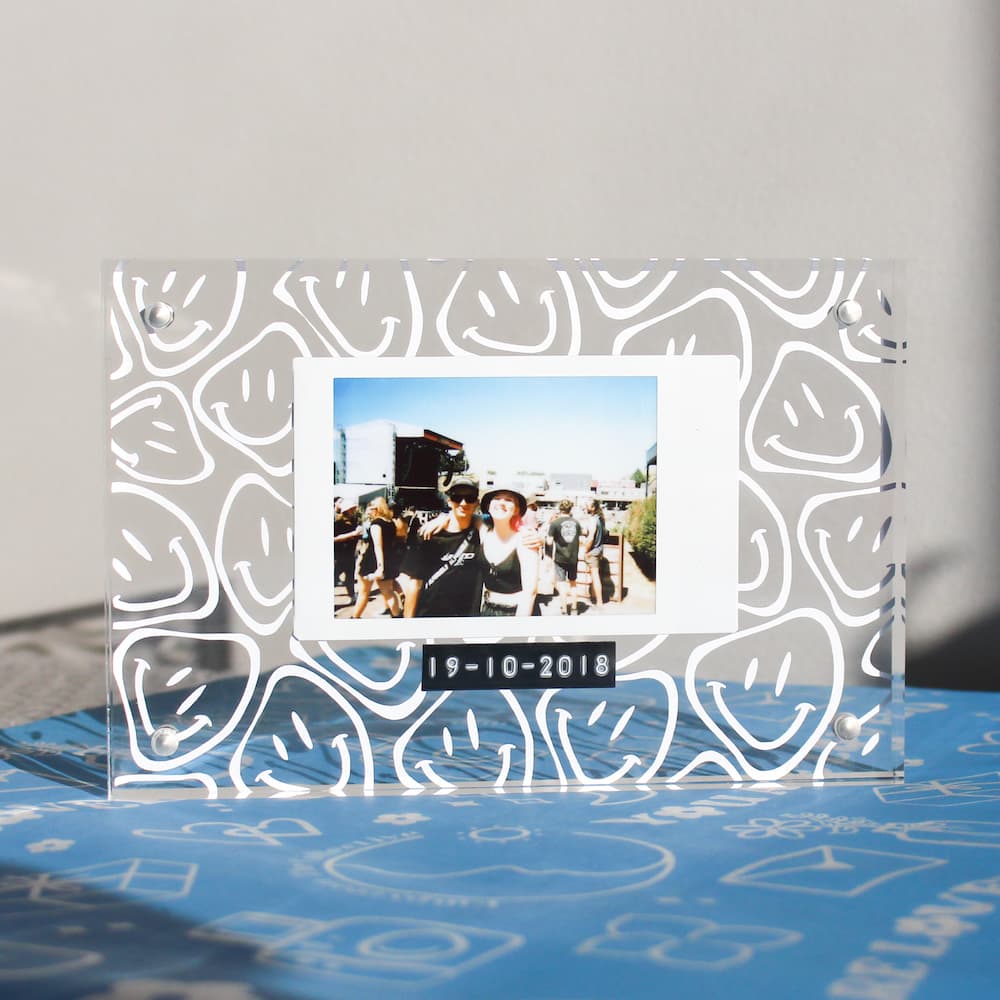 personalised polaroid frame decal frame distorted smiley face frame acrylic polaroid frame.png personalised decal polaroid frame personalised smiley face decal frame acrylic photo block acrylic polaroid block
