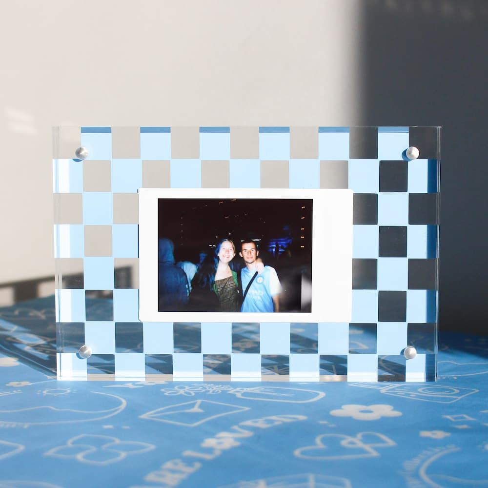 personalised polaroid checkered frame acrylic polaroid frame block acrylic frame checkers personalised decal frame