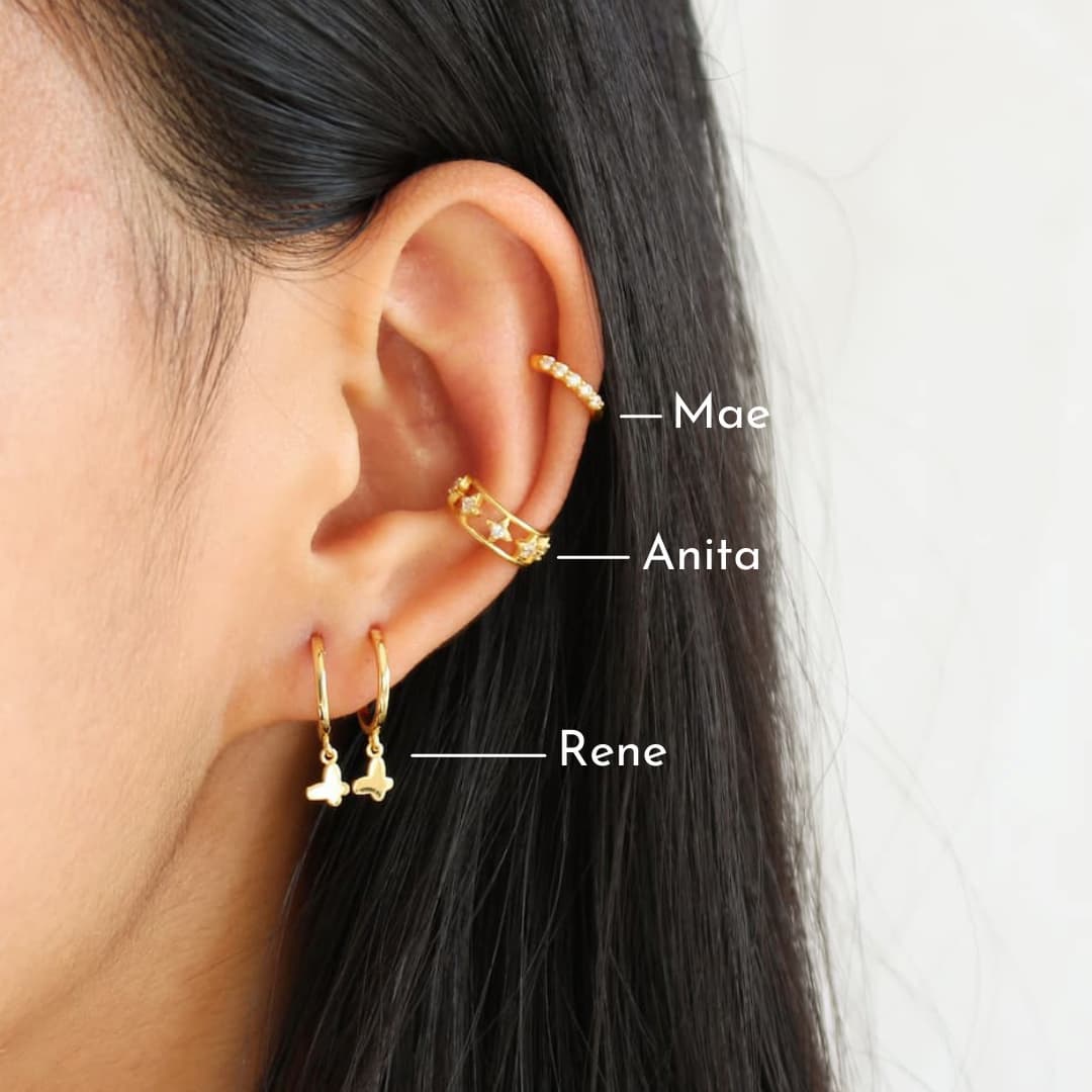 gold earring stack ear candy sterling silver gold jewelle
