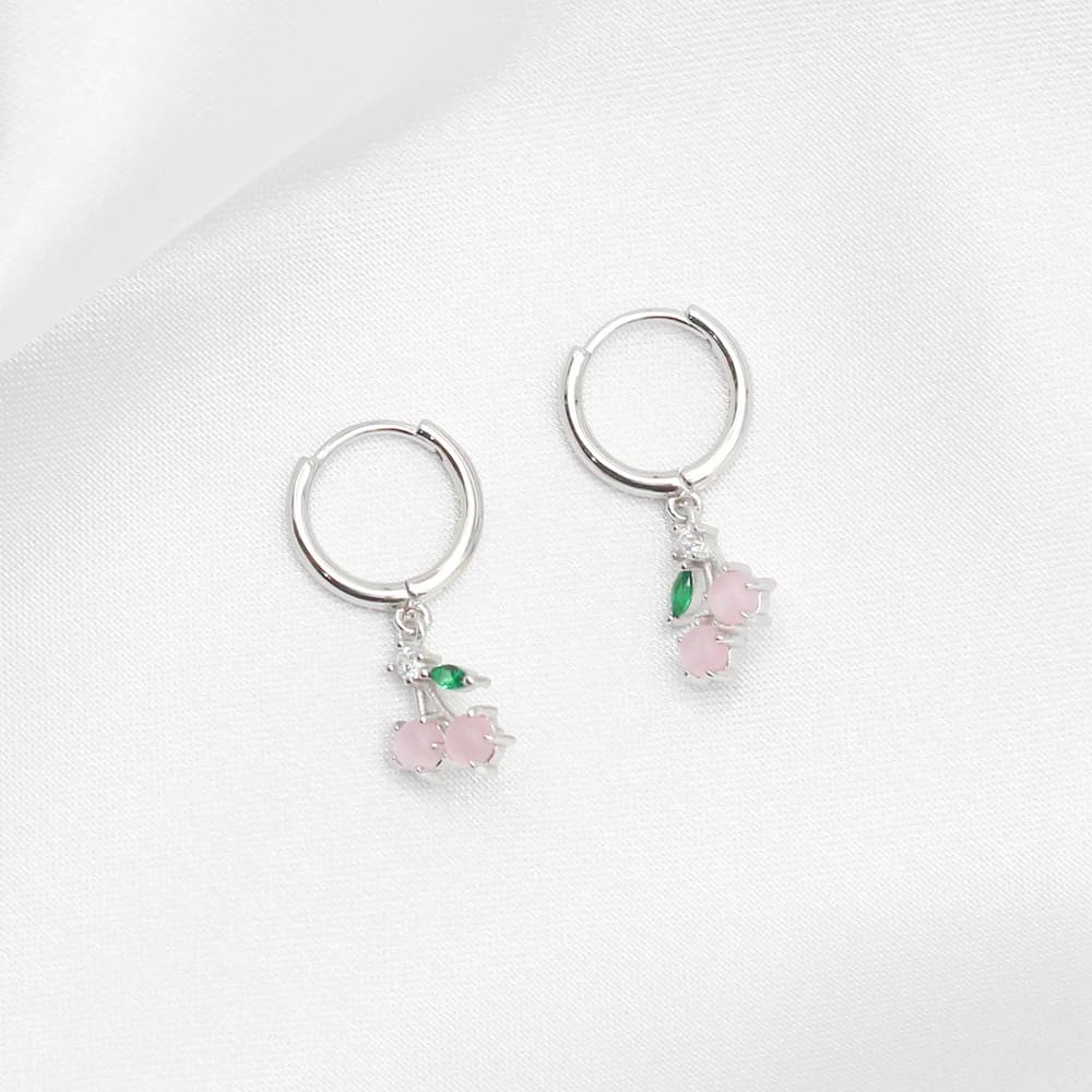 elegant cherry hoops mini cherry earrings cherry huggies