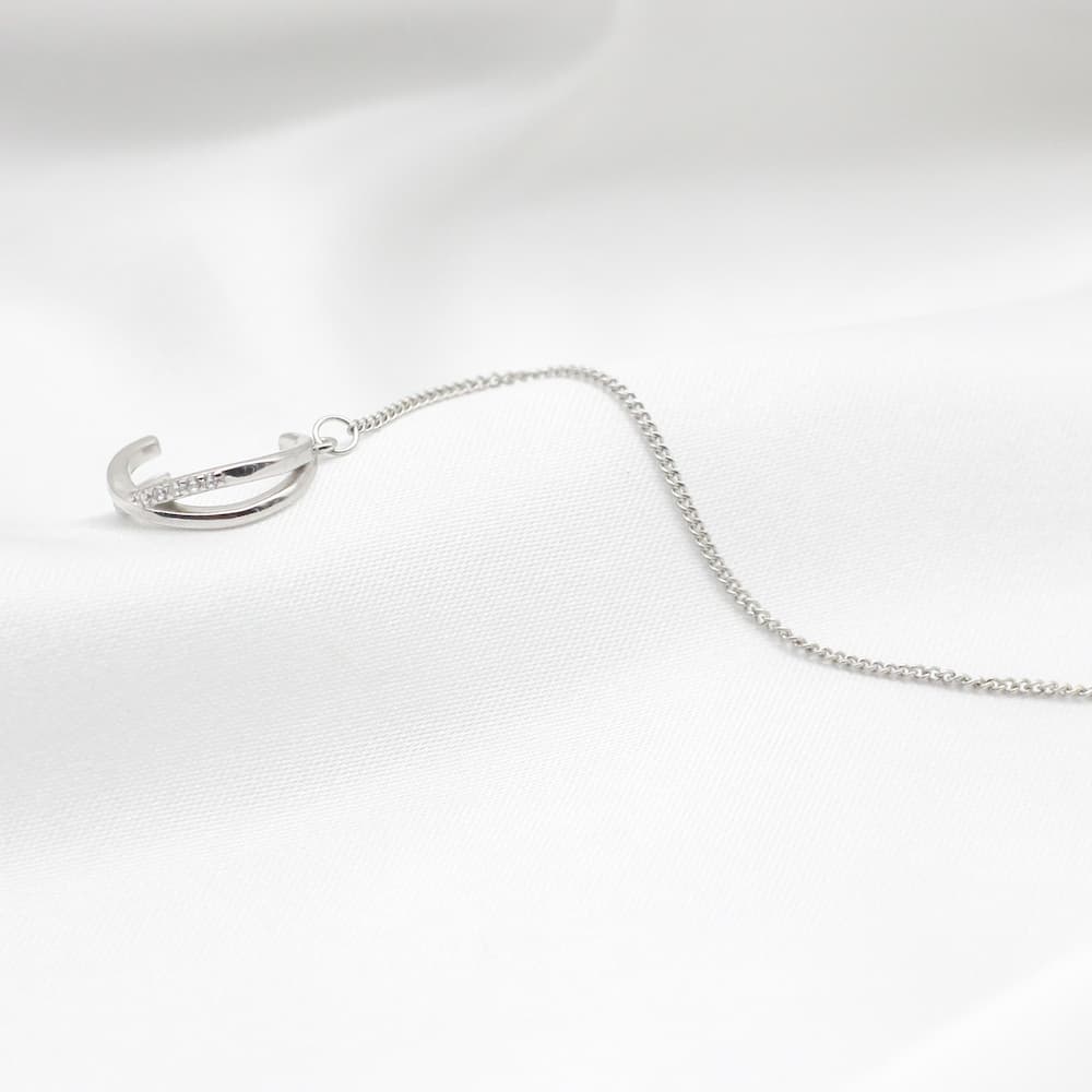 sterling silver chain tassel earring with ear cuff