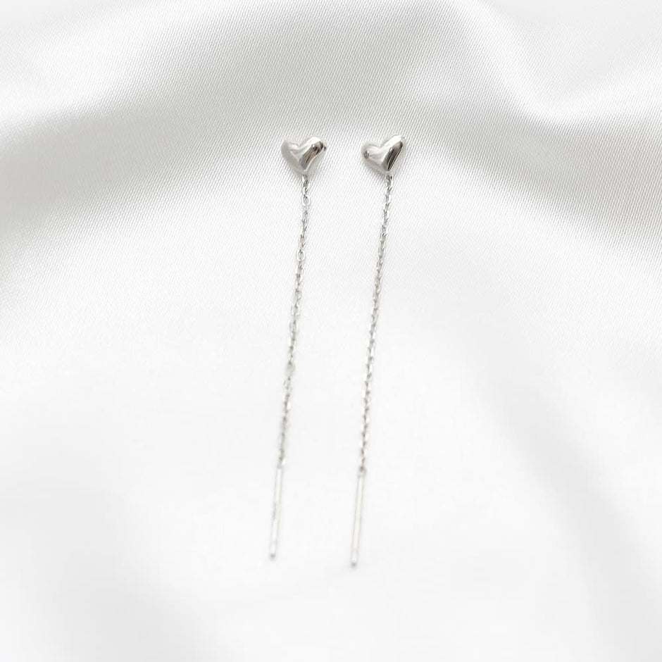 Puffy Heart Threaders in High Polish Silver main image 1