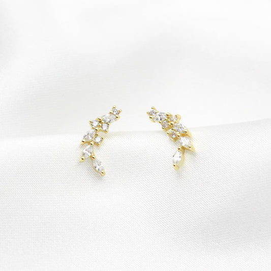 sterling silver leaf stud earring gold dainty earring stud