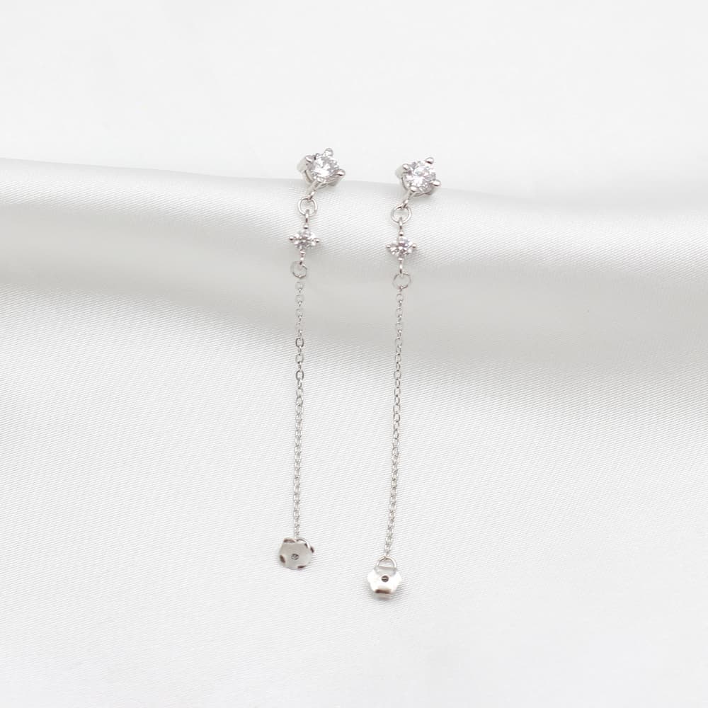 loop chain earrings sterling silver chain 18k gold plated chain loop earrings cubic zirconia earrings 