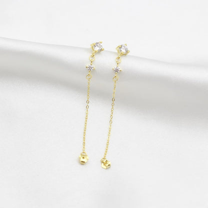 loop chain earrings sterling silver chain 18k gold plated chain loop earrings cubic zirconia earrings 