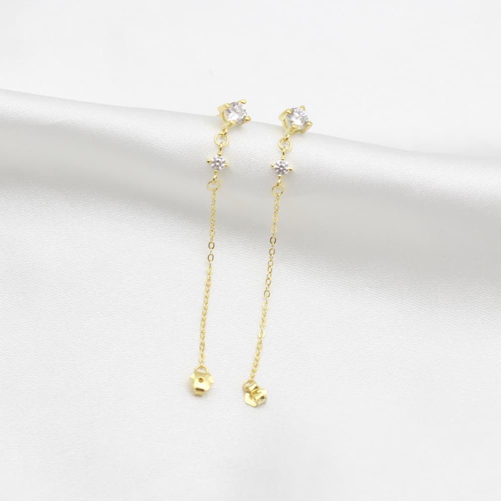 loop chain earrings sterling silver chain 18k gold plated chain loop earrings cubic zirconia earrings 