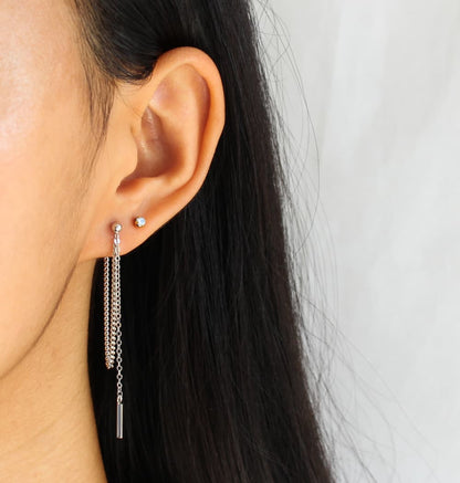 sterling silver loop earrings chain loop earrings