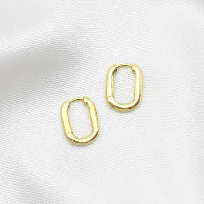 sterling silver oval huggies 18k gold plated hoops