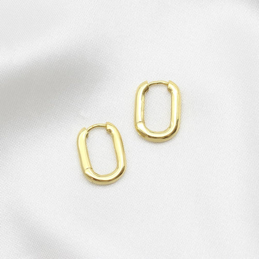 sterling silver oval huggies 18k gold plated hoops