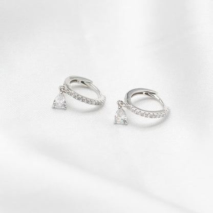 sterling silver teardrop crystal hoops silver huggies